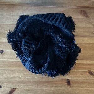 Black Fuzzy Knit Scarf